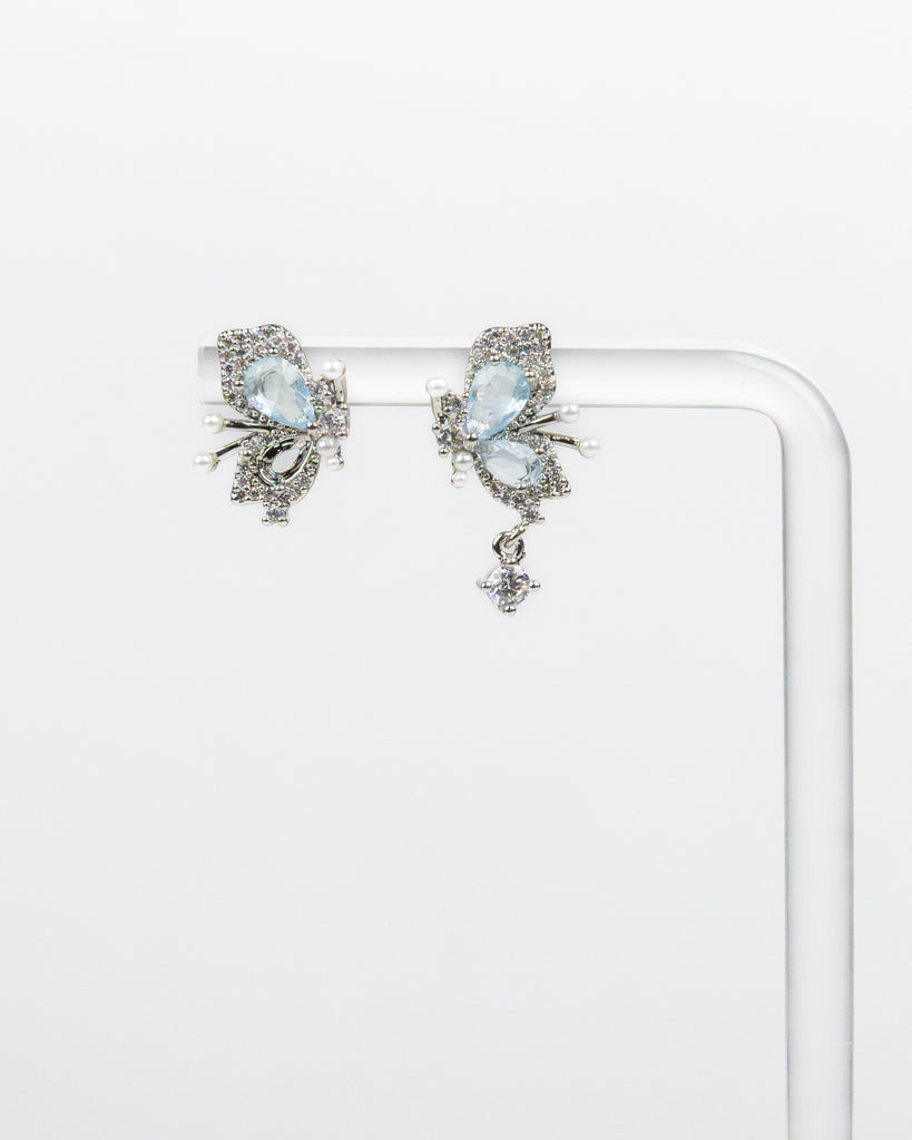 SUKOSHI Crystal Wing Butterfly Pearl Studs
