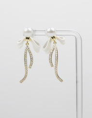 SUKOSHI Pearl Bow Wishbone Drop Earrings