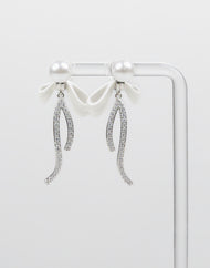 SUKOSHI Pearl Bow Wishbone Drop Earrings