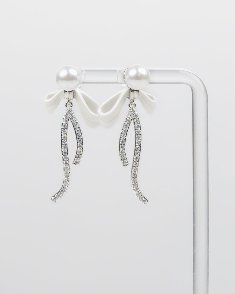 SUKOSHI Pearl Bow Wishbone Drop Earrings