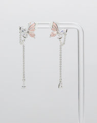 SUKOSHI Crystal Wing Butterfly Chain Drop Earrings