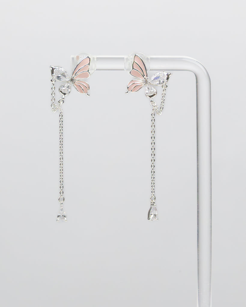SUKOSHI Crystal Wing Butterfly Chain Drop Earrings