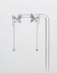 SUKOSHI Crystal Wing Butterfly Chain Drop Earrings