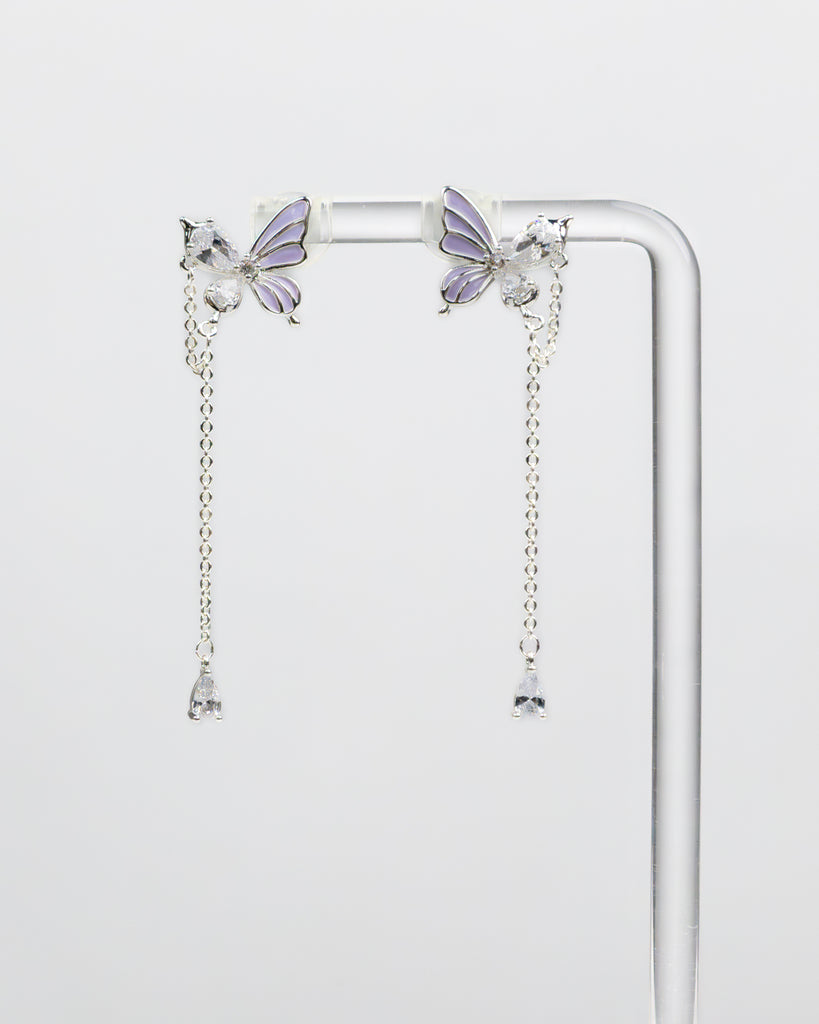 SUKOSHI Crystal Wing Butterfly Chain Drop Earrings