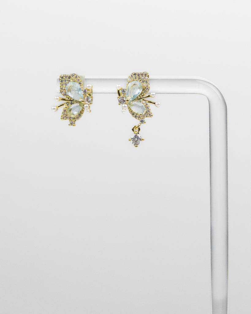 SUKOSHI Crystal Wing Butterfly Pearl Studs