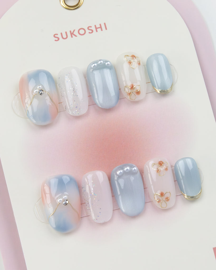 SUKOSHI Handmade Press-On Nails Morning Swim