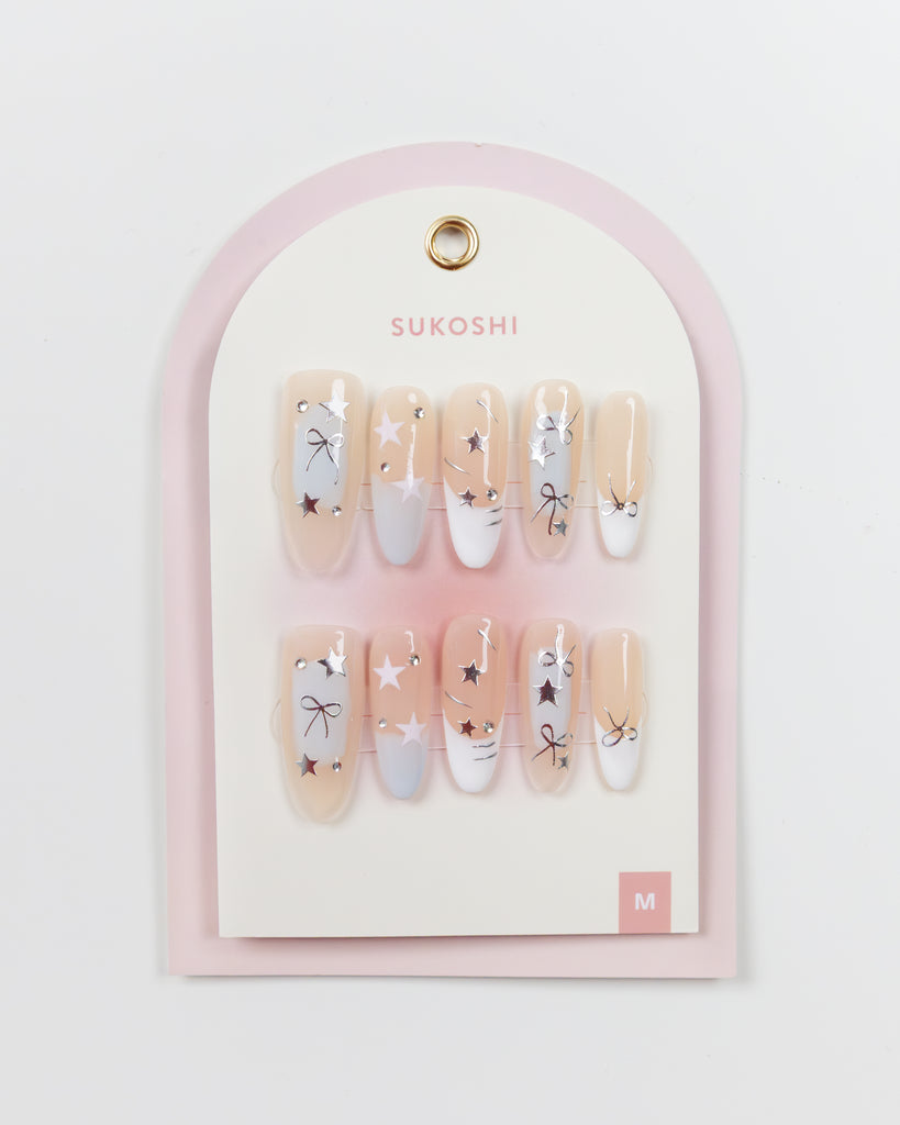 SUKOSHI Handmade Press-On Nails Blue Twinkle