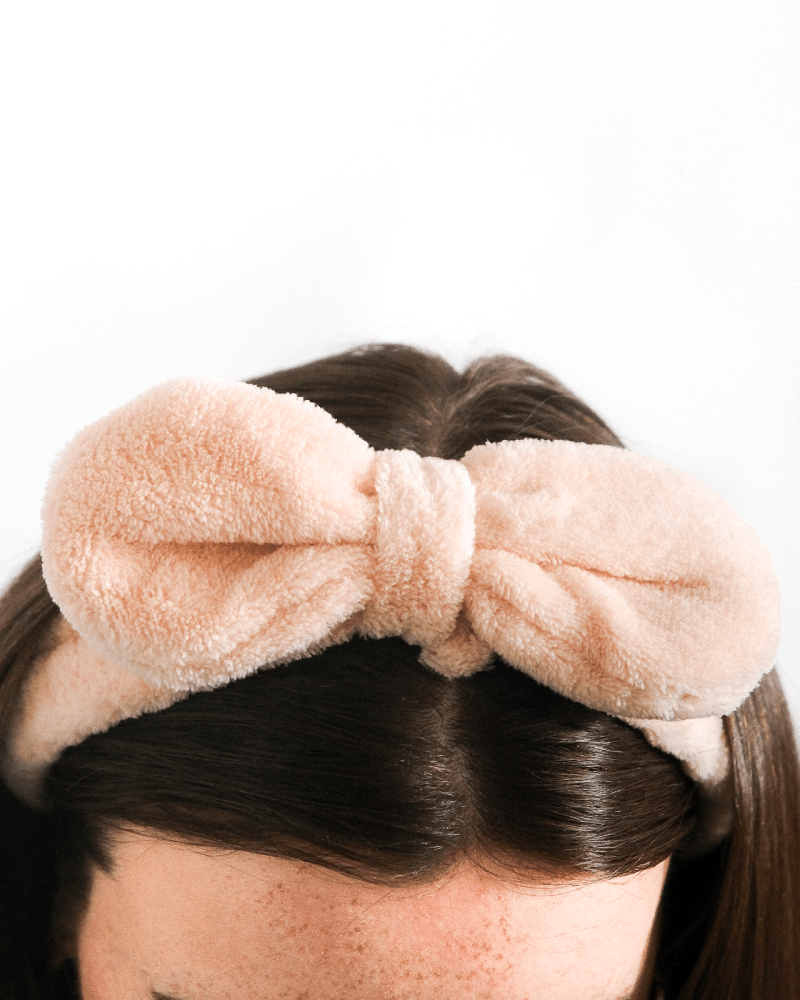 Bandeau en peluche douce avec nœud