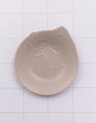 Petite assiette en porcelaine Yamagotouki Mino Ware, chat