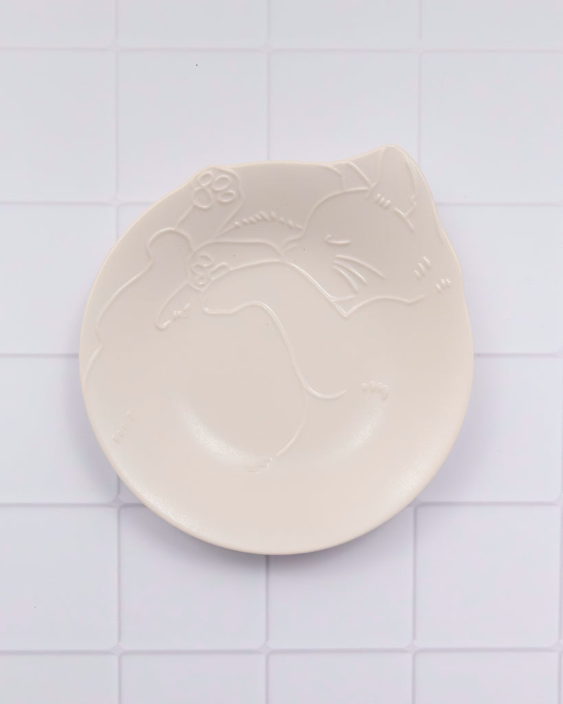 Petite assiette en porcelaine Yamagotouki Mino Ware, chat