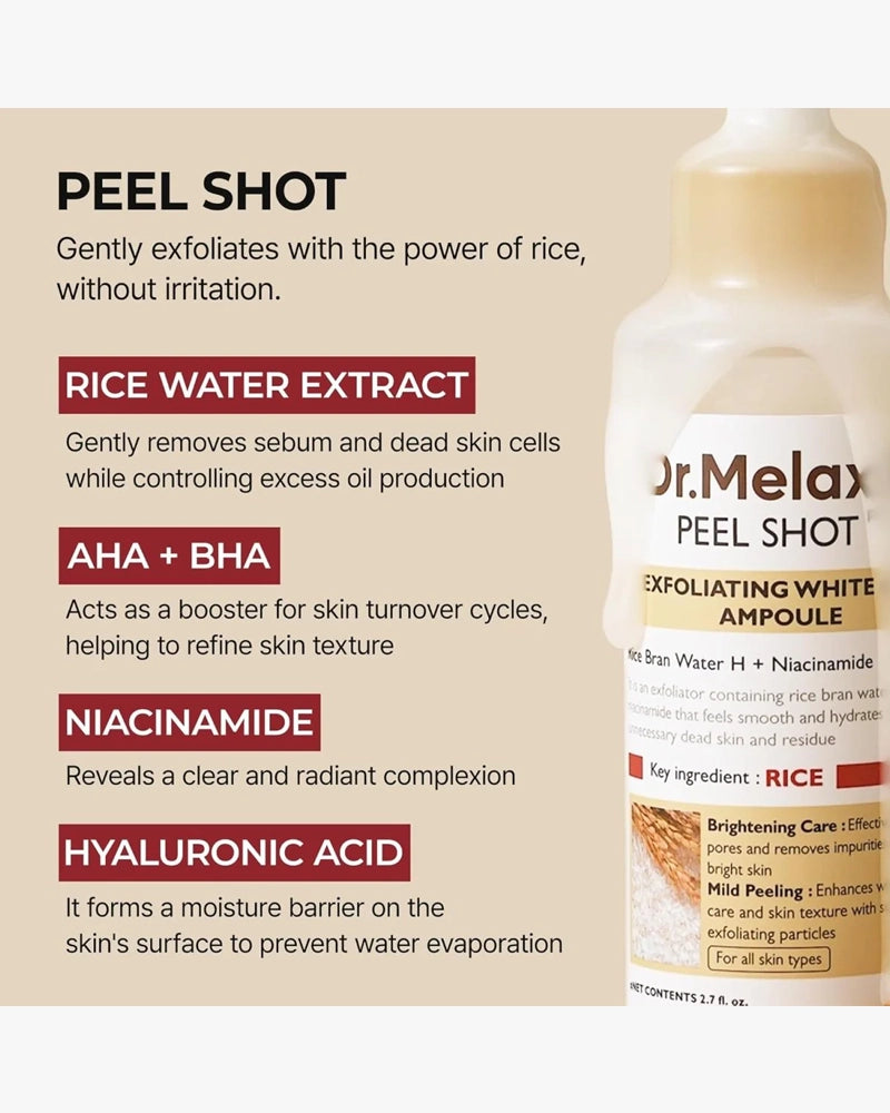Dr. Melaxin Peel Shot Exfoliating White Rice Ampoule