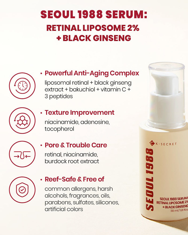 K-SECRET SEOUL 1988 Serum: Retinal Liposome 2% + Black Ginseng 30ml