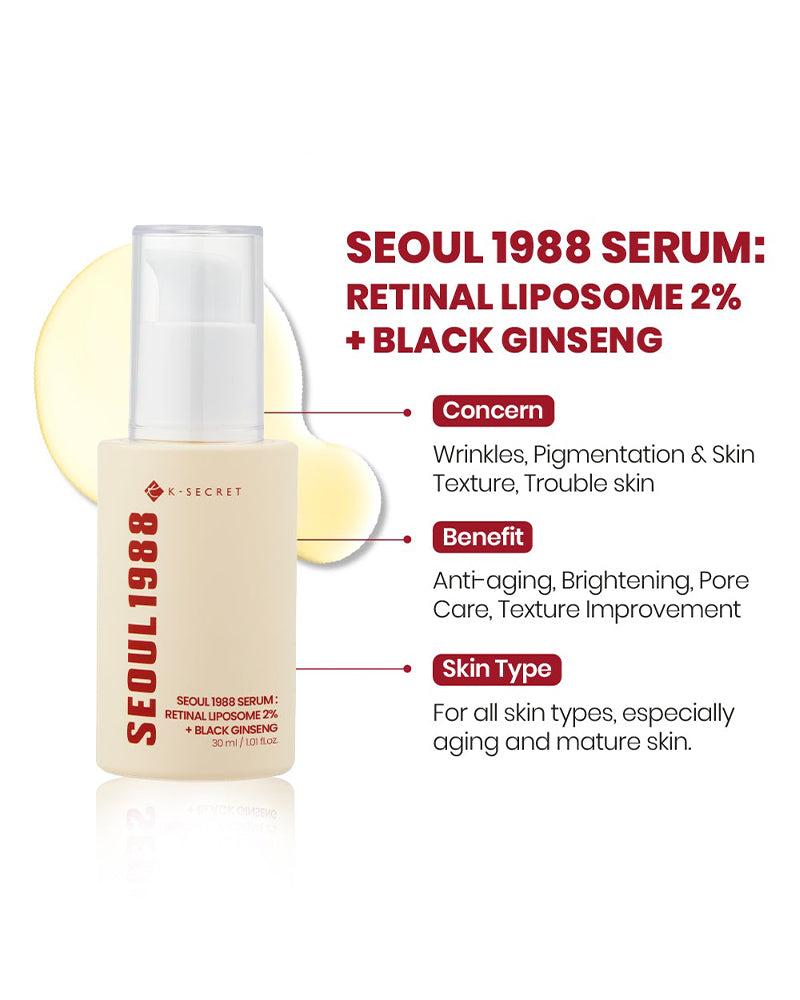 K-SECRET SEOUL 1988 Serum: Retinal Liposome 2% + Black Ginseng 30ml