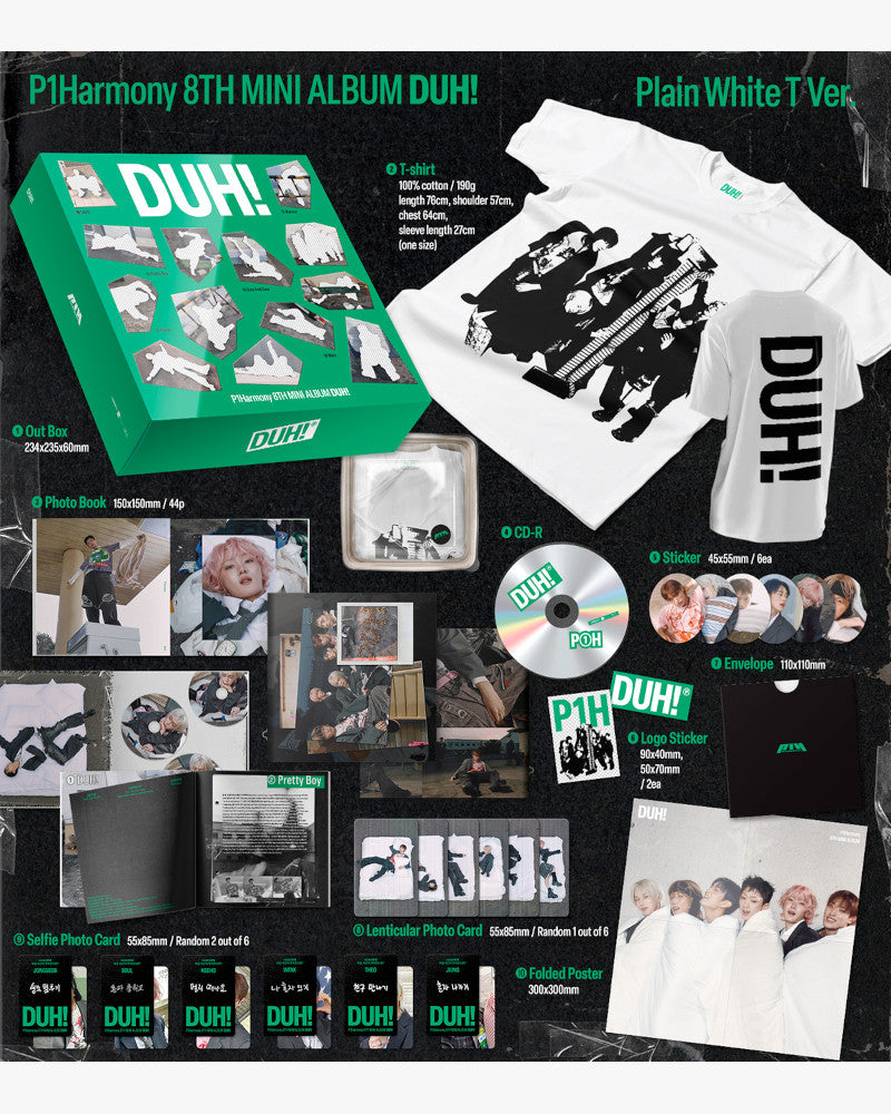 P1Harmony - 8th mini album [DUH!] (Plain White T Ver.) (MD Ver.) (Limited Edition)