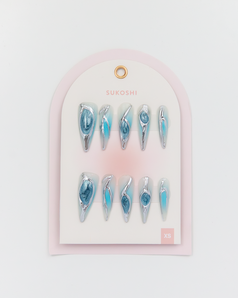 SUKOSHI Handmade Press-On Nails Chrome Frost