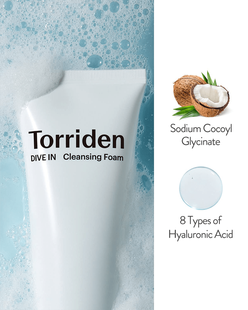 Torriden DIVE-IN Mousse nettoyante à l'acide hyaluronique de faible poids moléculaire