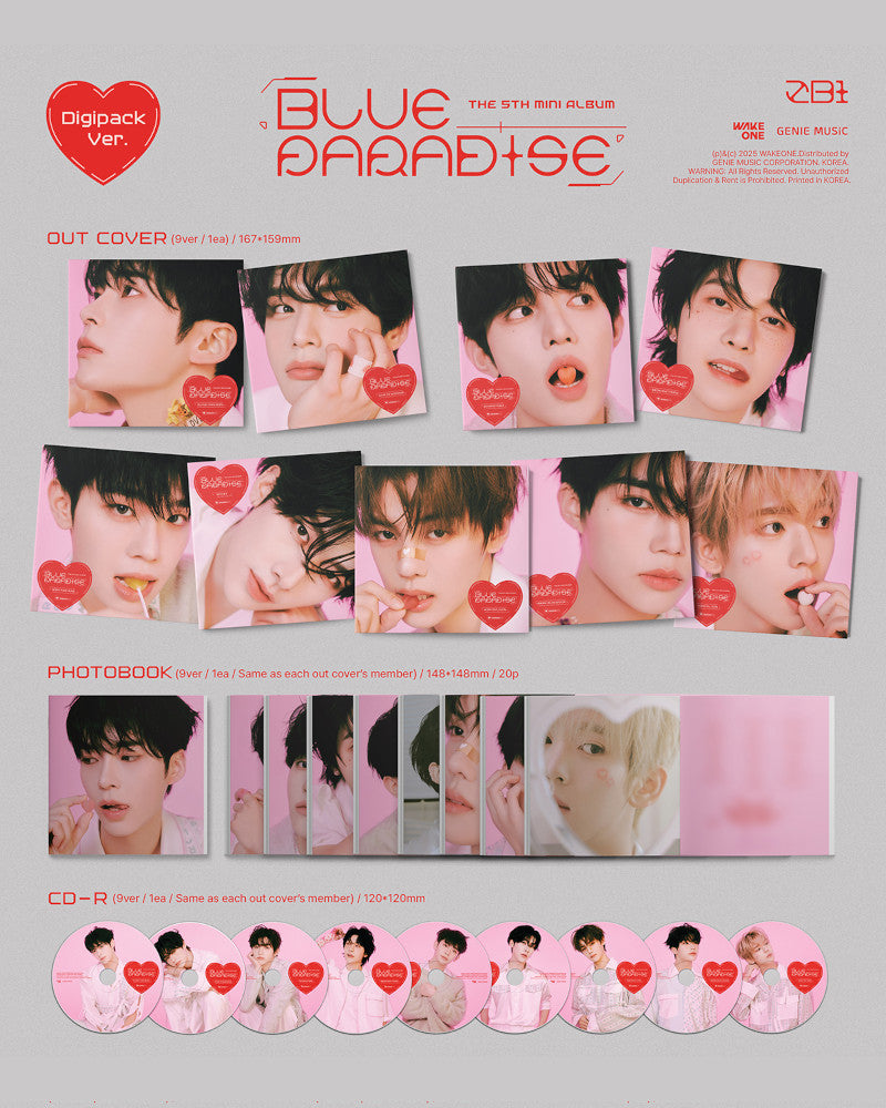 ZEROBASEONE - 5th mini album [BLUE PARADISE] (Digipack Ver.) (9 Versions)