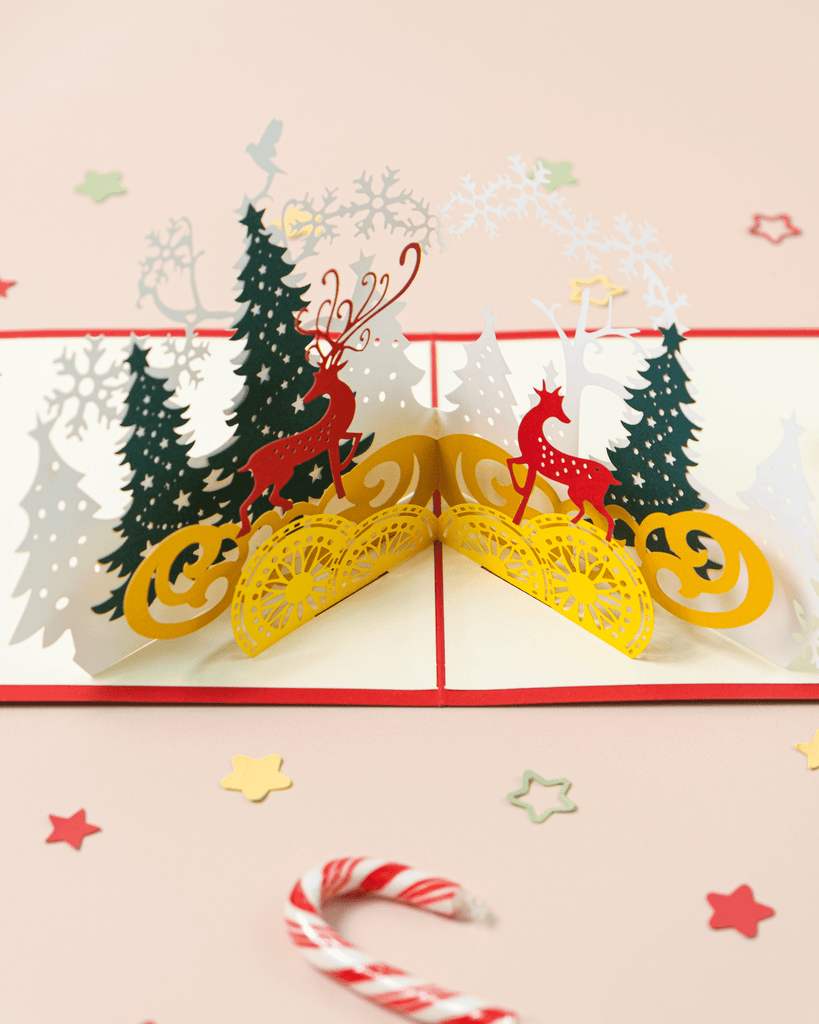Christmas Tree and Reindeer 3D Pop-Up Card