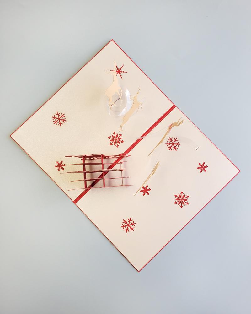 bird's eye view of Santa's Sleighride 3D Pop-Up Card