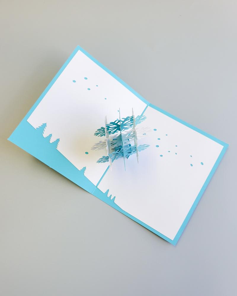 bird's eye view of Snowflake 3D Pop-Up Card