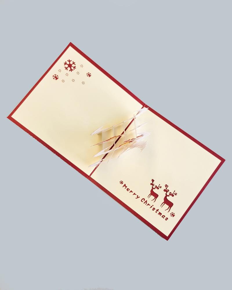 bird's eye view of Wintry Reindeer 3D Pop-Up Card