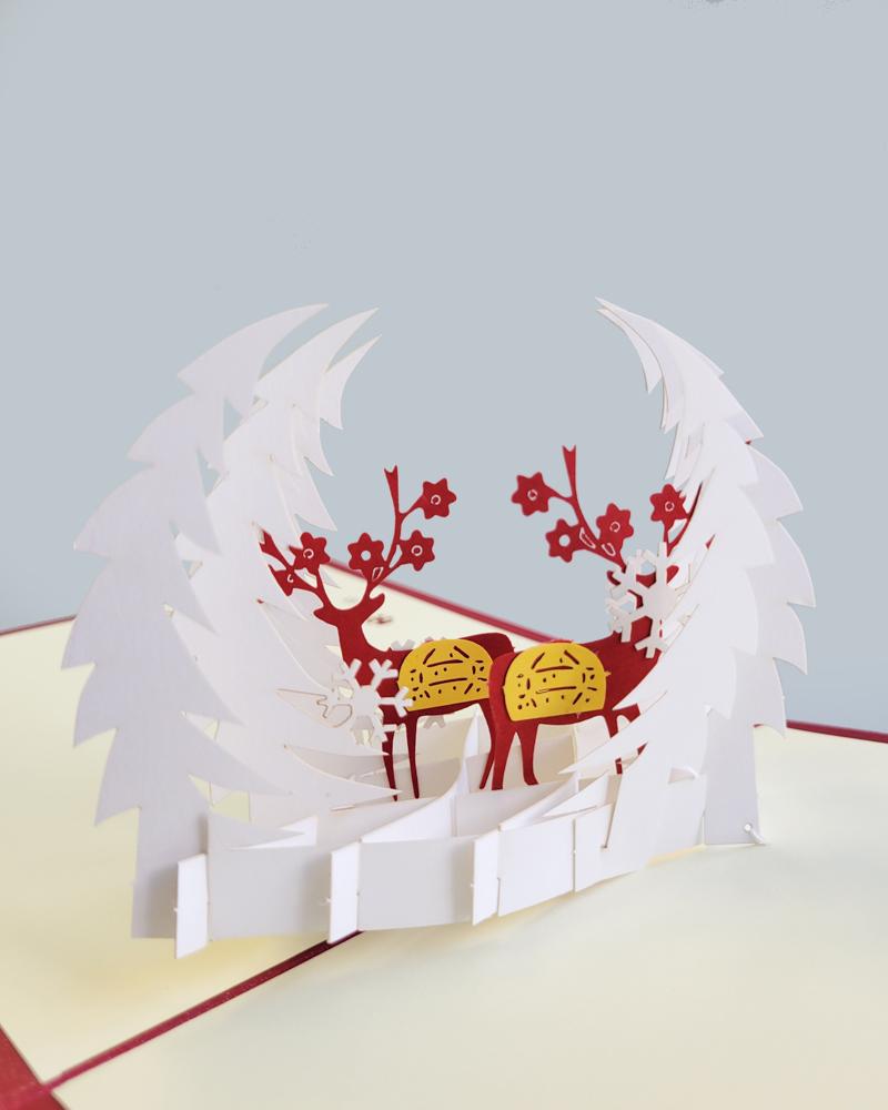Wintry Reindeer 3D Pop-Up Card