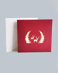Wintry Reindeer 3D Pop-Up Card against white envelope