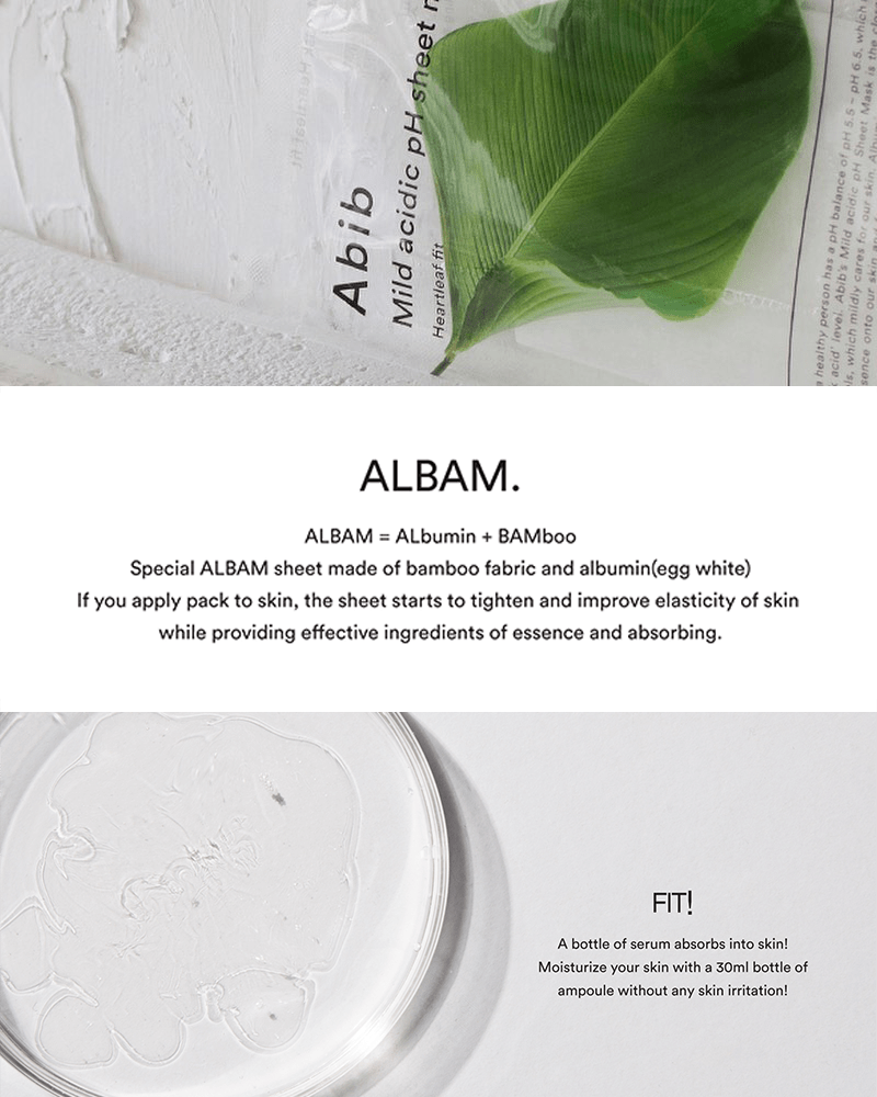 Masque en tissu au pH acide doux Abib #Heartleaf Fit