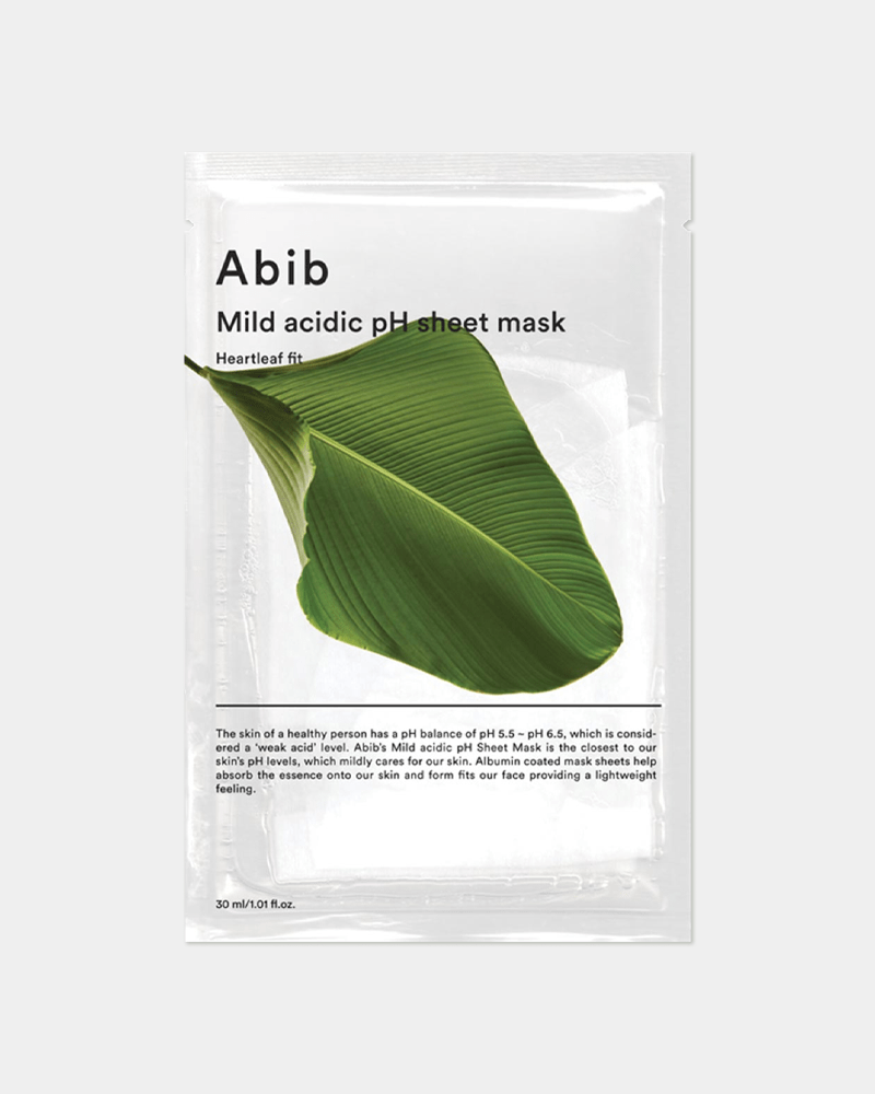 Masque en tissu au pH acide doux Abib #Heartleaf Fit