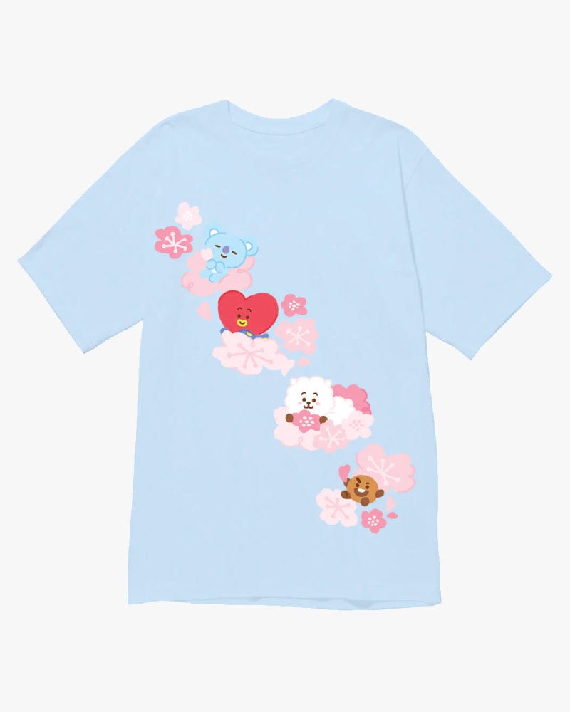 T-shirt BT21 Cherry Blossom - Bleu