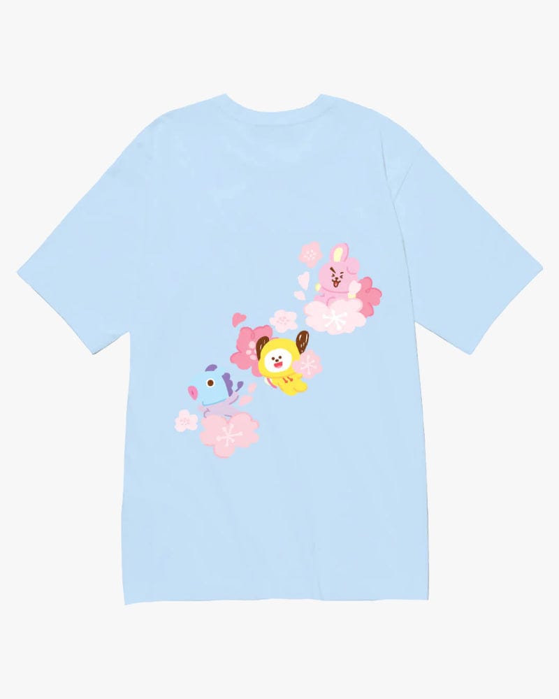 T-shirt BT21 Cherry Blossom - Bleu