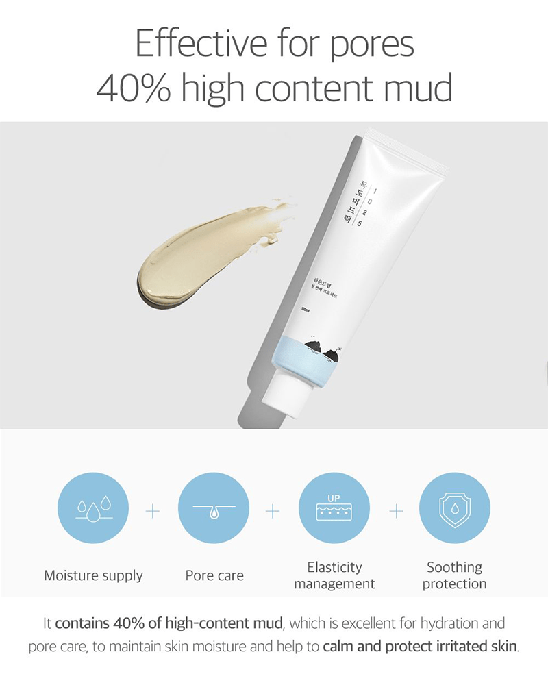 ROUND LAB 1025 Dokdo Mud Mask 40% high content skincare mud info