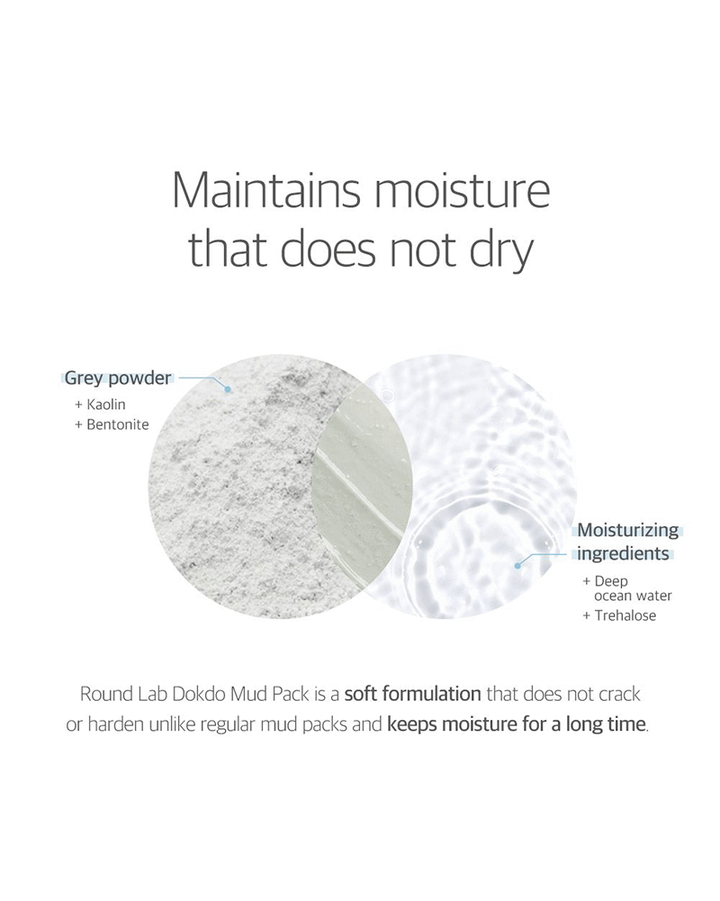 ROUND LAB 1025 Dokdo Mud Mask Kaolin, bentonite, ocean water, trehalose info